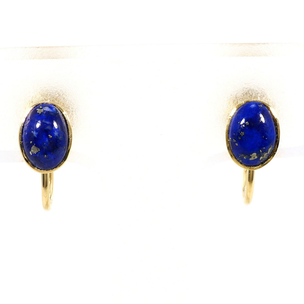 VINTAGE 18k Gold Lapis Earrings
